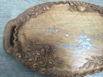 Lot 1478 - CHINESE HARDWOOD TRAY