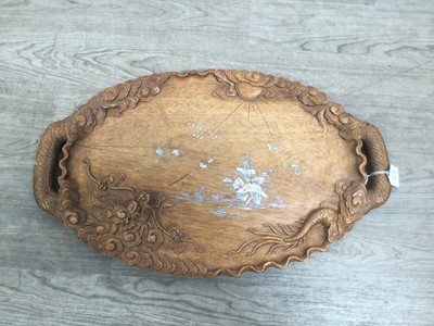 Lot 1478 - CHINESE HARDWOOD TRAY