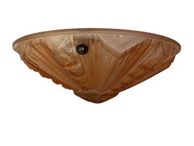 Lot 284 - AMBER TINTED MOULDED GLASS CIRCULAR CEILING LIGHT SHADE