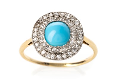 Lot 503 - TURQUOISE AND DIAMOND RING