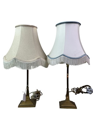 Lot 439 - PAIR OF BRASS TABLE LAMPS