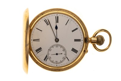 Lot 851 - EIGHTEEN CARAT GOLD CASED FULL HUNTER POCKET WATCH