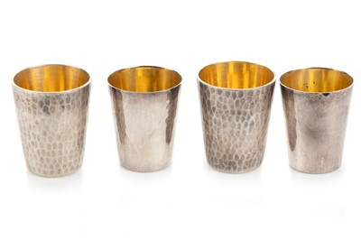 Lot 1506 - GROUP OF FOUR CHINESE SILVER MINIATURE BEAKERS