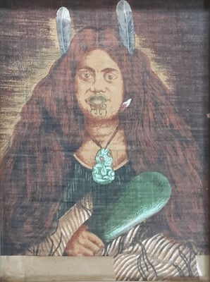 Lot 480 - PAIR OF PAINTED FABRIC PORTRAITS