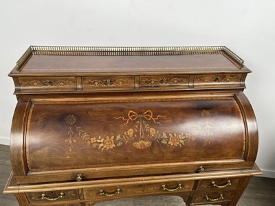 Lot 1240 - EDWARDIAN INLAID MAHOGANY CYLINDER BUREAU