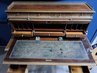 Lot 1240 - EDWARDIAN INLAID MAHOGANY CYLINDER BUREAU