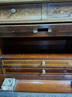 Lot 1240 - EDWARDIAN INLAID MAHOGANY CYLINDER BUREAU
