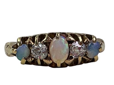 Lot 7 - EDWARDIAN OPAL AND DIAMOND RING