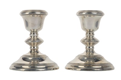 Lot 1048 - PAIR OF ELIZABETH II SILVER CANDLESTICKS
