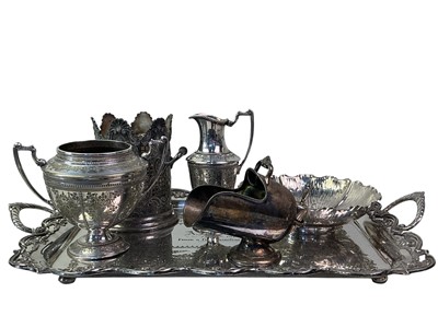 Lot 789 - EDWARDIAN SILVER PLATED SERVICE TRAY
