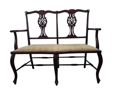 Lot 120A - MAHOGANY STAINED THREE PIECE DRAWING ROOM SUITE