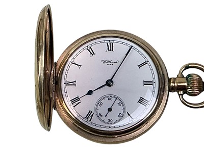 Lot 746 - GOLD PLATED HUNTER POCKET WATCH