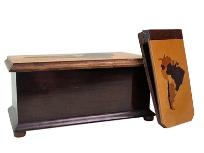 Lot 160A - INLAID WOOD SOUVENIR CASKET