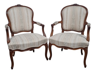 Lot 762 - PAIR OF STAINED WOOD ELBOW CHAIRS