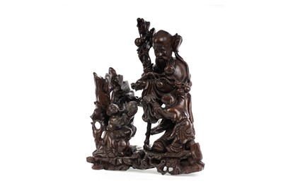 Lot 1568 - CHINESE CARVED HARDWOOD FIGURE GROUP