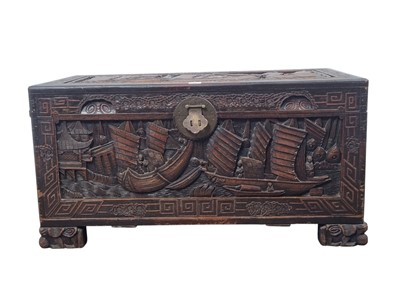 Lot 835 - CHINESE CAMPHORWOOD OBLONG BLANKET CHEST
