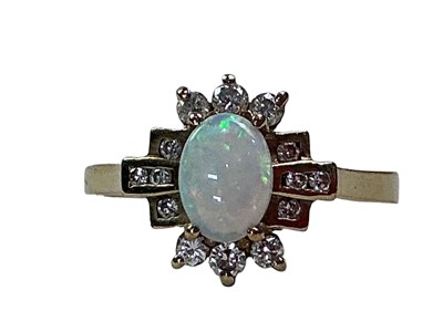 Lot 1 - OPAL AND DIAMOND RING