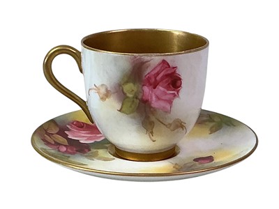 Lot 81 - ROYAL WORCESTER MINIATURE CUP AND SAUCER