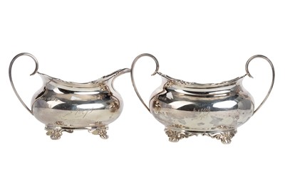 Lot 1079 - GEORGE V SILVER SUGAR AND CREAM SET