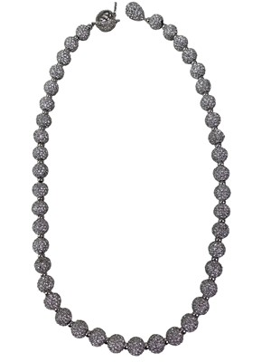 Lot 10 - GOLD CHAIN AND A PAIR OF SAPPHIRE AND DIAMOND CLUSTER EARRINGS