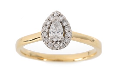 Lot 569 - PEAR SHAPED DIAMOND CLUSTER RING