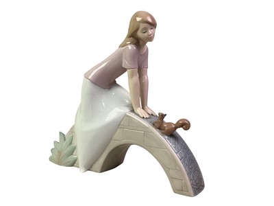 Lot 121 - NAO FIGURE OF A GIRL ON A BRIDGE WITH SQUIRREL