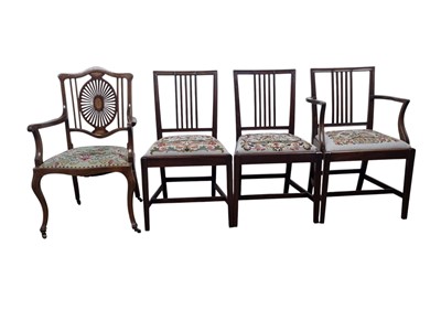 Lot 515 - THREE MAHOGANY DINING CHAIRS