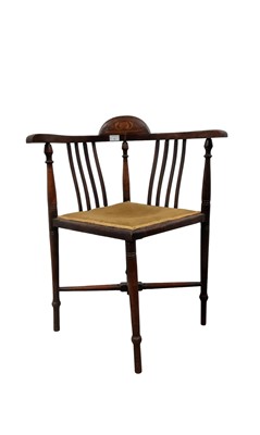 Lot 46 - EDWARDIAN MAHOGANY CORNER CHAIR