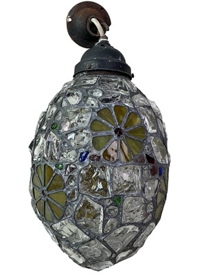 Lot 87 - ARTS & CRAFTS LEADED GLASS HALL LANTERN