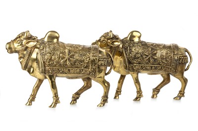 Lot 1584 - PAIR OF ASIAN POLISHED BRONZE ANIMAL FIGURES