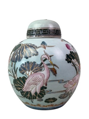 Lot 157 - THREE CHINESE JARS AND COVERS