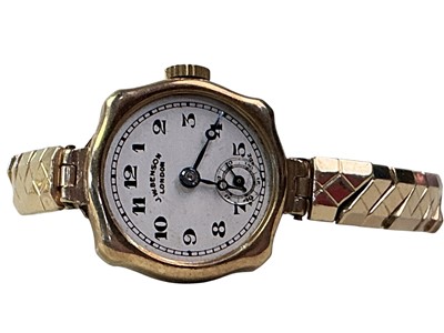 Lot 107 - J.W. BENSON GOLD CASED WRIST WATCH