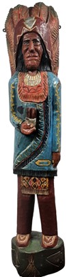 Lot 1259 - TWO NATIVE AMERICAN CIGAR STORE ADVERTISING CARVED WOOD FIGURES