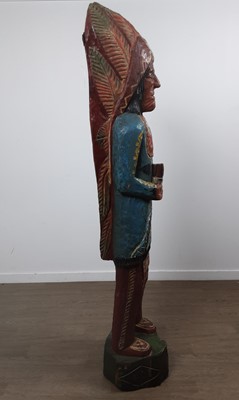 Lot 1259 - TWO NATIVE AMERICAN CIGAR STORE ADVERTISING CARVED WOOD FIGURES