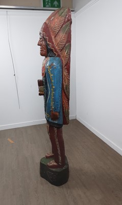 Lot 1259 - TWO NATIVE AMERICAN CIGAR STORE ADVERTISING CARVED WOOD FIGURES