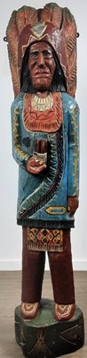 Lot 1259 - TWO NATIVE AMERICAN CIGAR STORE ADVERTISING CARVED WOOD FIGURES