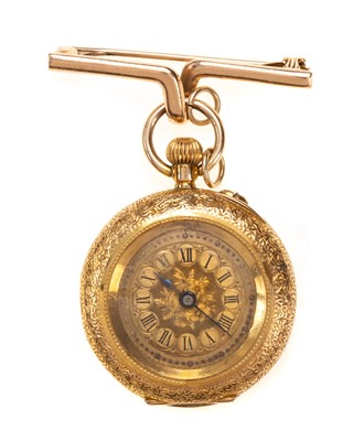 Lot 872 - LADY'S GOLD OPEN FACE POCKET WATCH