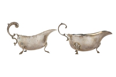 Lot 1128 - TWO GEORGE V SILVER SAUCE BOATS