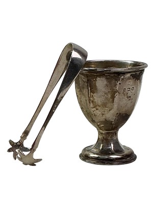 Lot 197 - LOT OF SILVER NAPKIN RINGS, TONGS AND OTHER ITEMS