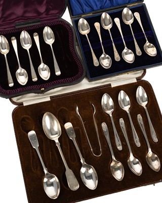 Lot 1130 - SET OF SIX EDWARD VII SILVER TEASPOONS