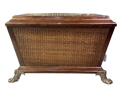 Lot 1586 - ANGLO INDIAN STYLE WICKER AND HARDWOOD SEWING BOX