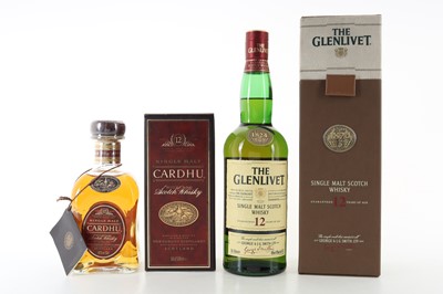 Lot 366 - GLENLIVET 12 YEAR OLD AND CARDHU 12 YEAR OLD 50CL