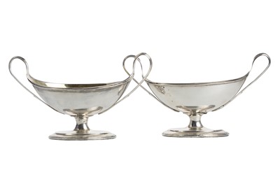 Lot 1145 - PAIR OF WHITE METAL OPEN TABLE SALTS