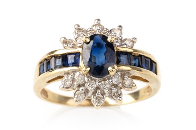 Lot 583 - SAPPHIRE AND DIAMOND CLUSTER RING