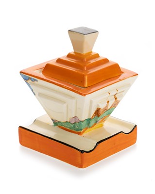 Lot 588 - CLARICE CLIFF INKWELL AND COVER