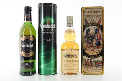 Lot 492 - GLEN MORAY 12 YEAR OLD BLACK WATCH AND GLENFIDDICH 12 YEAR OLD