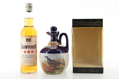 Lot 568 - RUTHERFORD'S 12 YEAR OLD GROUSE DECANTER AND CRAWFORD'S THREE STAR