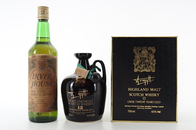 Lot 569 - ARGYLL 12 YEAR OLD DECANTER 75CL AND INVERHOUSE GREEN PLAID SUPERIOR