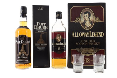 Lot 670 - POIT DHUB 12 YEAR OLD AND ALLOWAY LEGEND 12 YEAR OLD