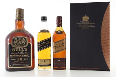 Lot 571 - JOHNNIE WALKER THE COLLECTION (2 X 20CL) AND BELL'S 20 YEAR OLD ROYAL RESERVE 75CL